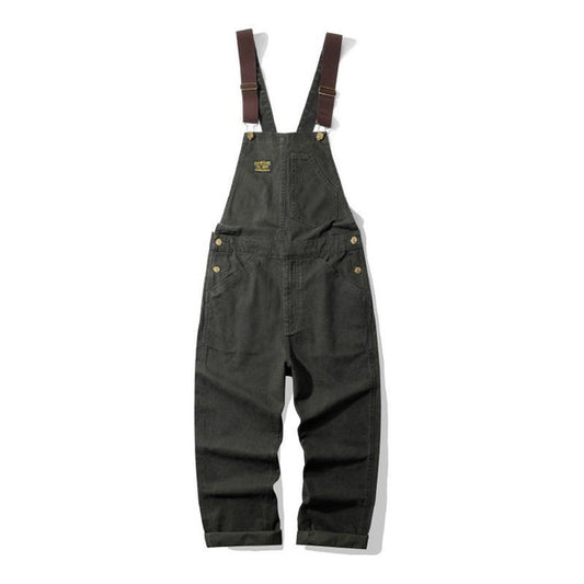 Vintage Railroad Stripe Overalls Denim Jumpsuit for Men Workwear
