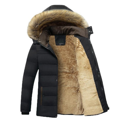 Men's Winter Hooded Padded Jacket with Thick Cotton Insulation for Cold Weather Protection