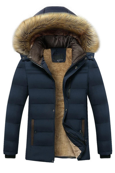 Men's Winter Hooded Padded Jacket with Thick Cotton Insulation for Cold Weather Protection