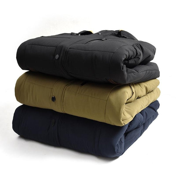 Men's Winter Hooded Padded Jacket with Thick Cotton Insulation for Cold Weather Protection