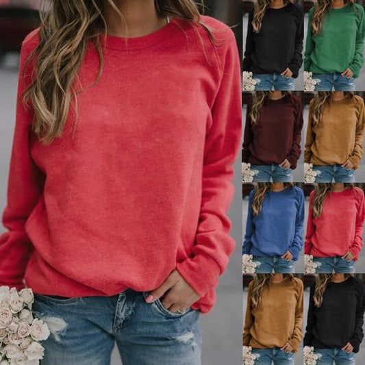 Women's Long Sleeve Round Neck T-Shirt Top for Autumn Winter Fashion Casual Basic Tee