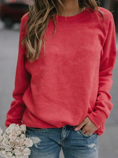 Women's Long Sleeve Round Neck T-Shirt Top for Autumn Winter Fashion Casual Basic Tee
