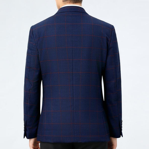 Men's Casual Wool Blazer Spring Autumn Loose Fit Plaid Suit Jacket for Dads