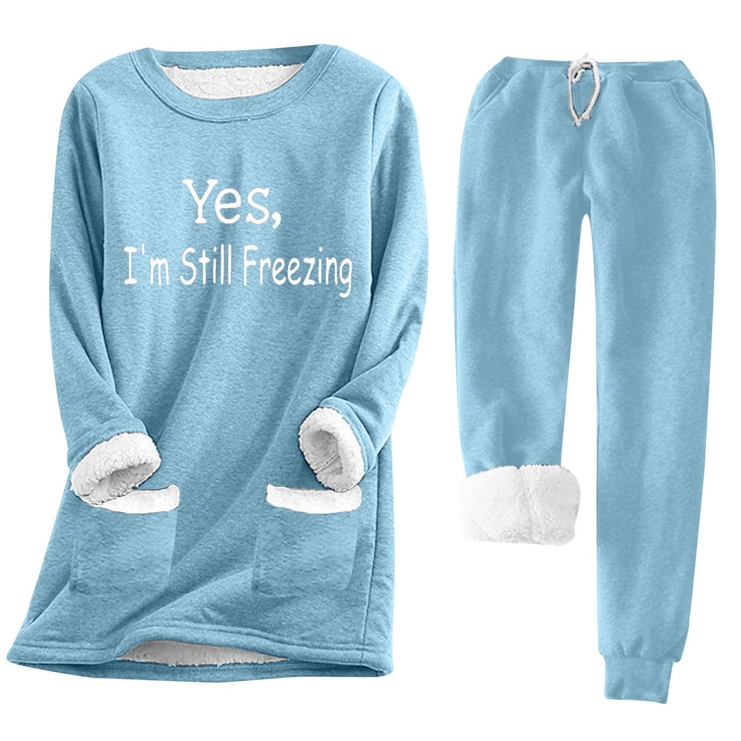 Winter Fleece Pullover with Print Pockets, Plush Lined Thick Warm Sweatshirt for Cold Weather