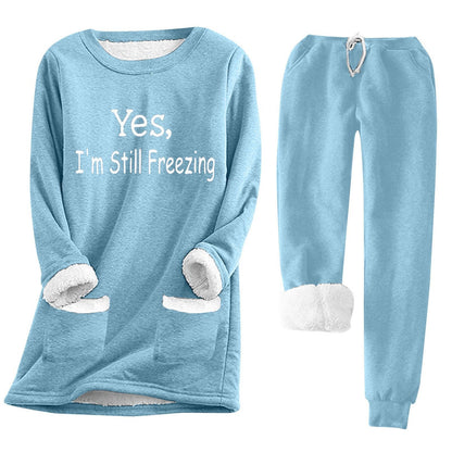 Winter Fleece Pullover with Print Pockets, Plush Lined Thick Warm Sweatshirt for Cold Weather