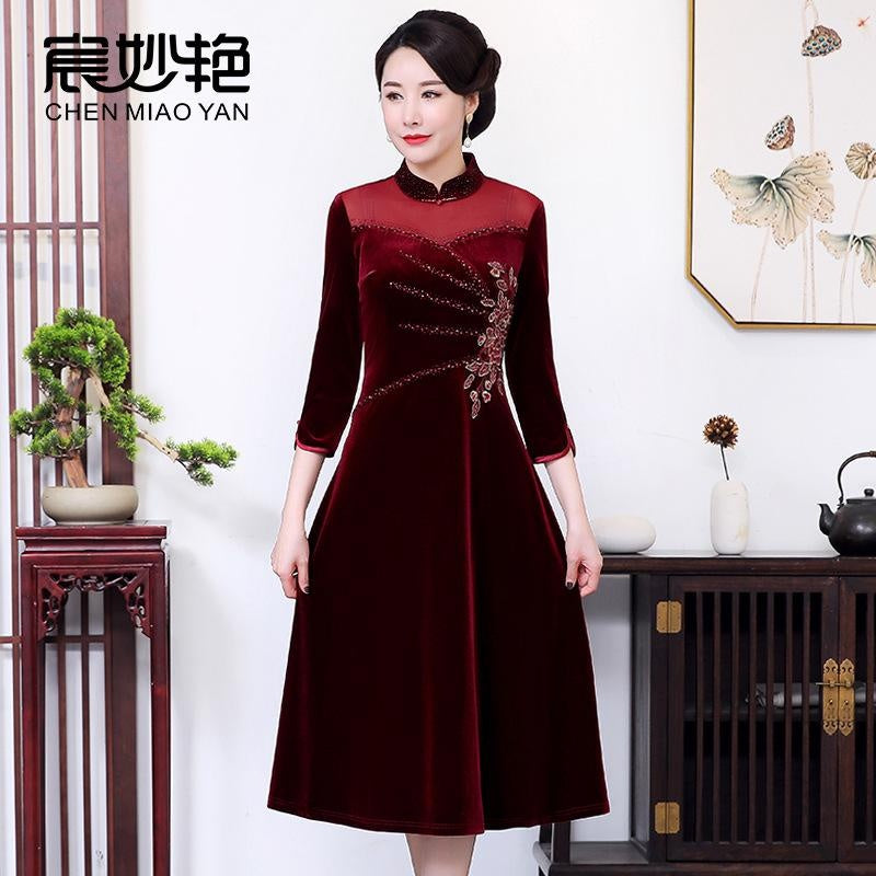 Velvet Maxi Dress for Women: Elegant Mother of the Bride & Formal Evening Gown