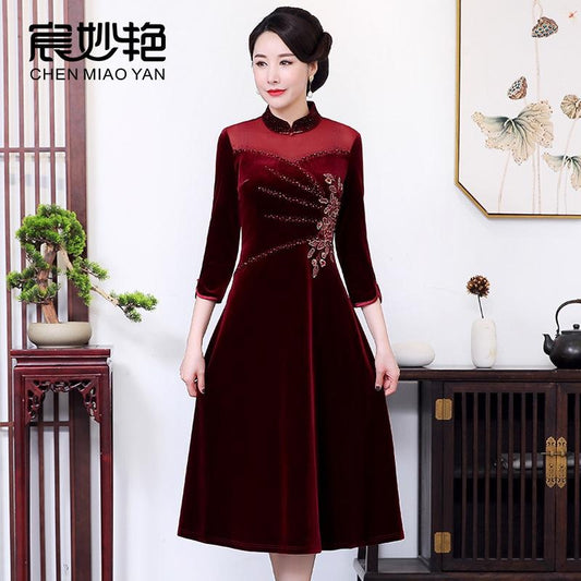 Velvet Maxi Dress for Women: Elegant Mother of the Bride & Formal Evening Gown