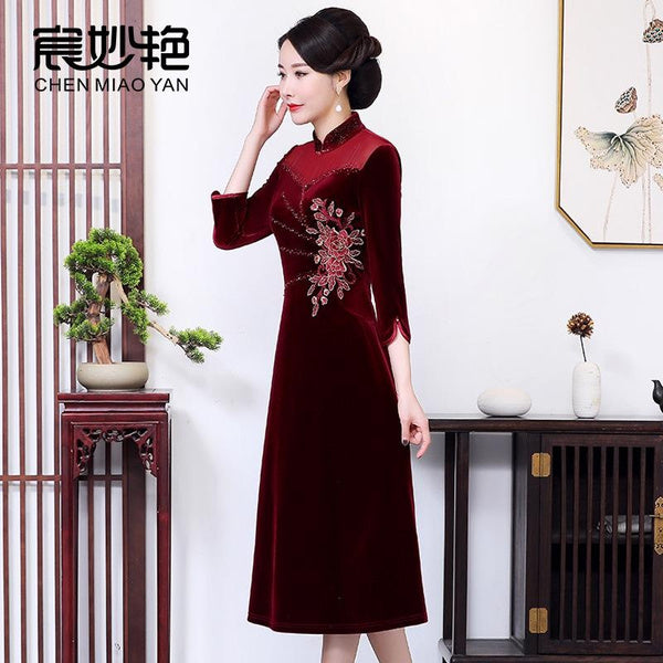 Velvet Maxi Dress for Women: Elegant Mother of the Bride & Formal Evening Gown