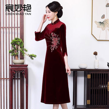 Velvet Maxi Dress for Women: Elegant Mother of the Bride & Formal Evening Gown