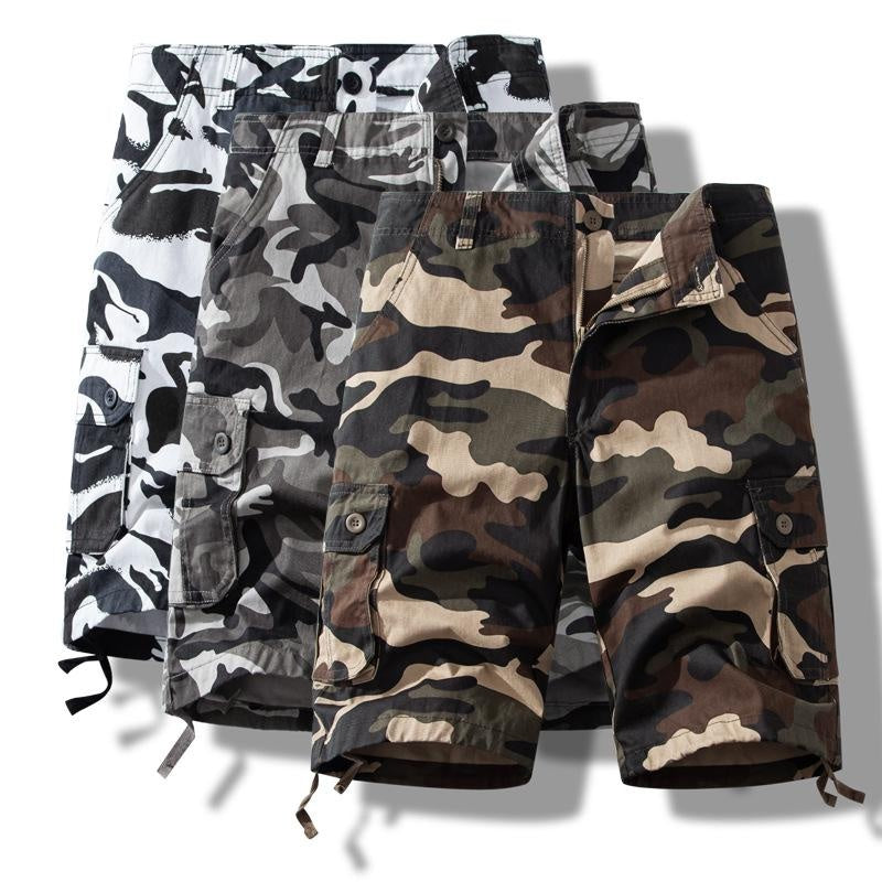 Men's Camouflage Cargo Shorts Summer Cotton Casual Loose Fit 5-Pocket Outdoor Shorts