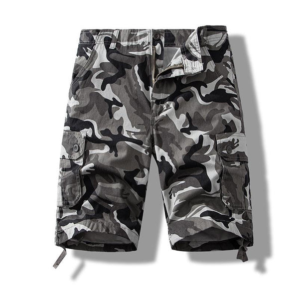 Men's Camouflage Cargo Shorts Summer Cotton Casual Loose Fit 5-Pocket Outdoor Shorts