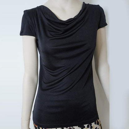 Luxury Silk T-Shirt Women's Pure Color One-Shoulder Draped Neck Slim Fit Mulberry Silk Top