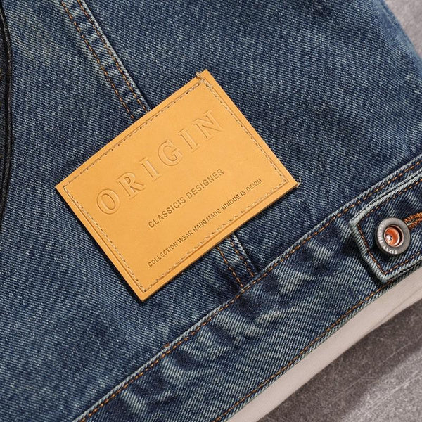 Vintage Japanese Denim Jacket with Detailed Embroidery, American Style Distressed Casual Coat