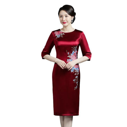 Elegant Burgundy Mother of the Bride Dress for Wedding Reception & Formal Banquet