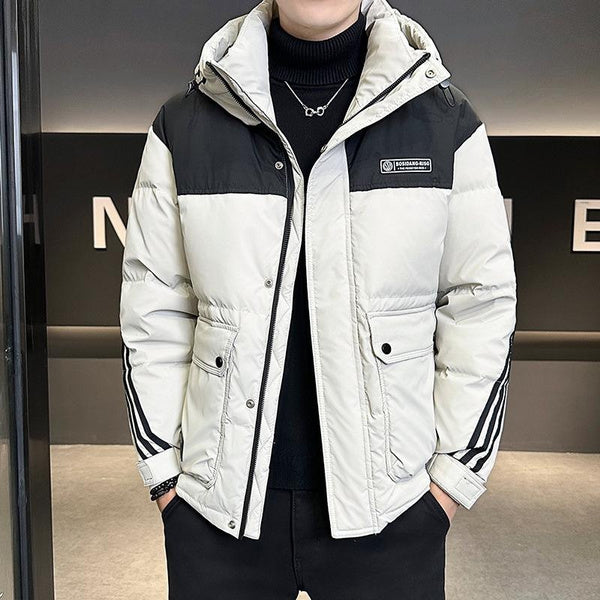 Men's Insulated Puffer Jacket with Hood - Waterproof Winter Coat for Outdoor Work & Casual Wear