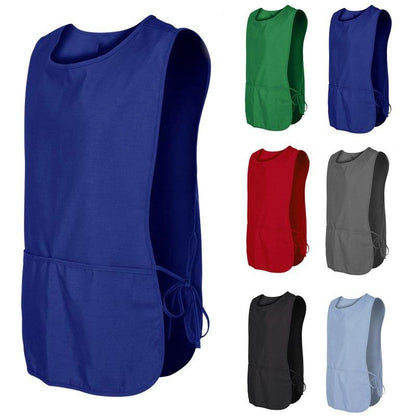 Women's Round Neck Cross-Back Apron Vest with Pockets and Ties for Work & Home