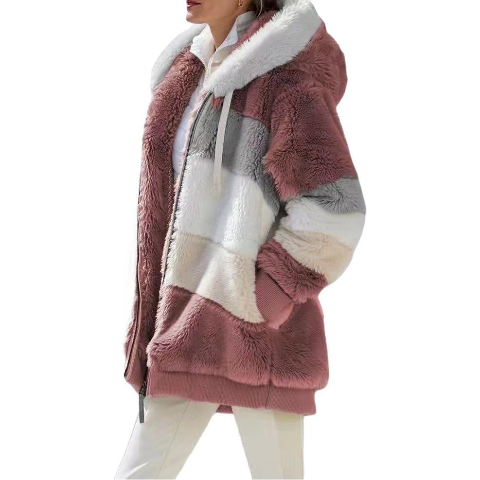 Cozy Fleece Hooded Sweater Women's Oversized Long Sleeve Pullover Soft Plush Tops