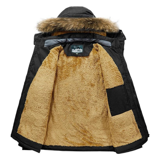 Men's Winter Fleece Lined Hooded Parka Coat, Thick Warm Long Padded Jacket for Cold Weather