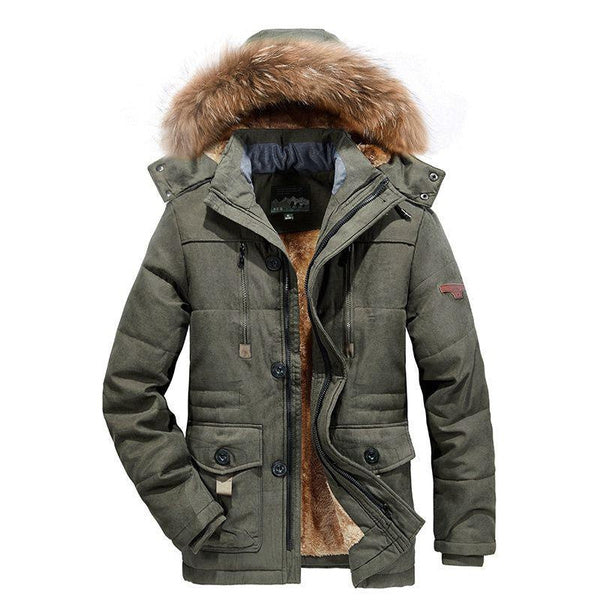 Men's Winter Fleece Lined Hooded Parka Coat, Thick Warm Long Padded Jacket for Cold Weather