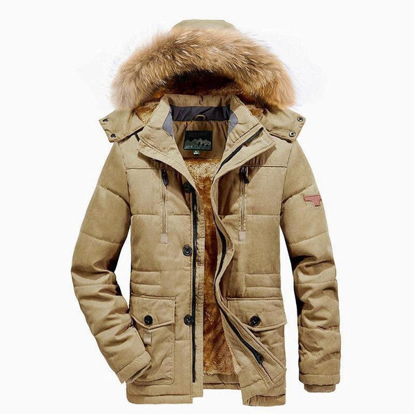 Men's Winter Fleece Lined Hooded Parka Coat, Thick Warm Long Padded Jacket for Cold Weather