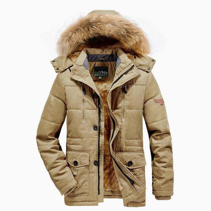 Men's Winter Fleece Lined Hooded Parka Coat, Thick Warm Long Padded Jacket for Cold Weather