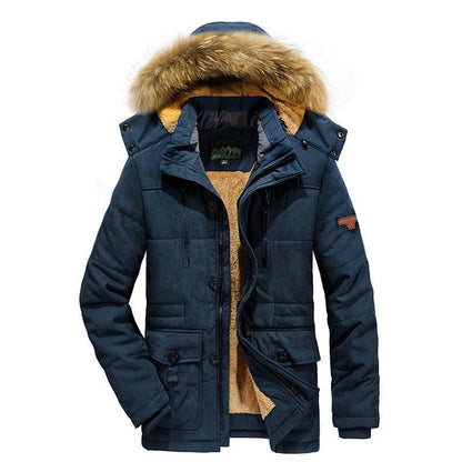 Men's Winter Fleece Lined Hooded Parka Coat, Thick Warm Long Padded Jacket for Cold Weather