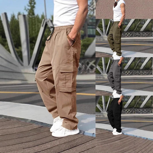 Men's Cargo Pants with Multiple Pockets, Loose Fit Straight Leg Casual Trousers