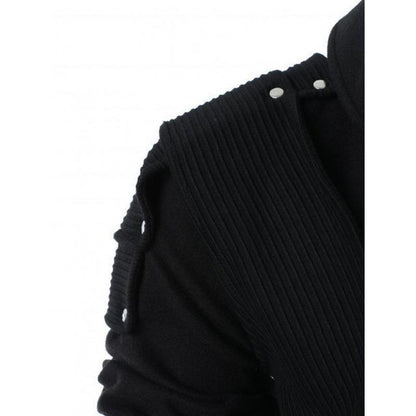 Men's Halloween Gothic Punk Long Sleeve Hoodie with Studs and Mask Print