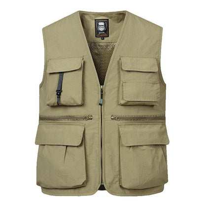 Men's Outdoor Work Vest Lightweight Multi-Pocket Sleeveless Jacket for Casual Wear
