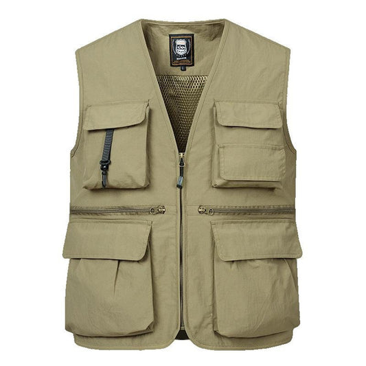 Men's Outdoor Work Vest Lightweight Multi-Pocket Sleeveless Jacket for Casual Wear