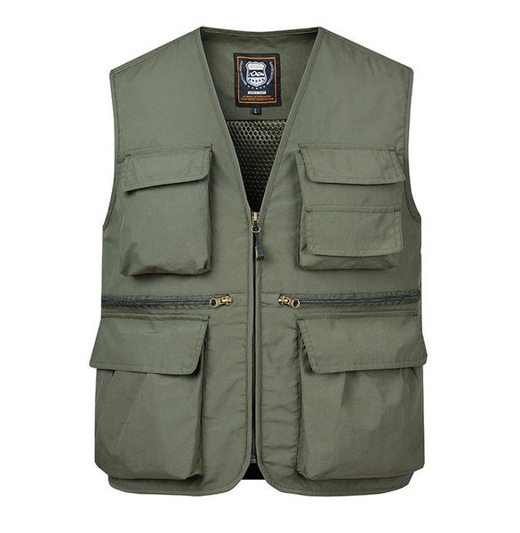 Men's Outdoor Work Vest Lightweight Multi-Pocket Sleeveless Jacket for Casual Wear