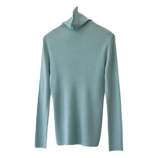 Wool Turtleneck Sweater Women's Slim Fit Knit Top High Neck Pullover