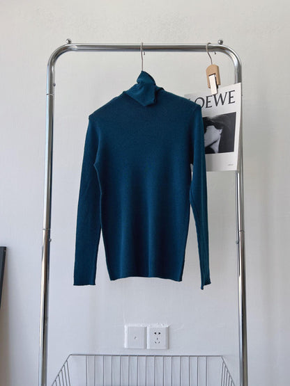 Wool Turtleneck Sweater Women's Slim Fit Knit Top High Neck Pullover