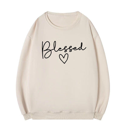 Blessed Thanksgiving Crewneck Sweatshirt for Women Plus Size Soft Fleece Pullover with Inspirational Print