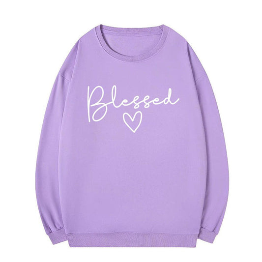 Blessed Thanksgiving Crewneck Sweatshirt for Women Plus Size Soft Fleece Pullover with Inspirational Print