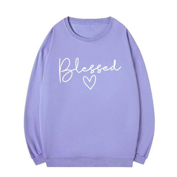 Blessed Thanksgiving Crewneck Sweatshirt for Women Plus Size Soft Fleece Pullover with Inspirational Print