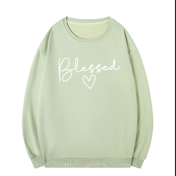 Blessed Thanksgiving Crewneck Sweatshirt for Women Plus Size Soft Fleece Pullover with Inspirational Print