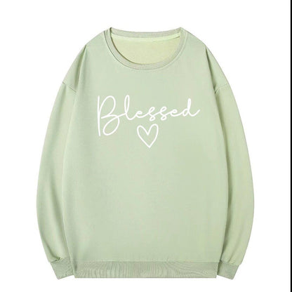 Blessed Thanksgiving Crewneck Sweatshirt for Women Plus Size Soft Fleece Pullover with Inspirational Print