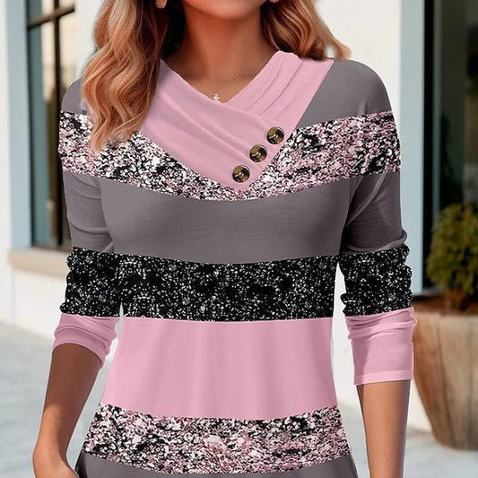 3D Print T-Shirt for Women Fashion Casual Plus Size Long Sleeve Tee