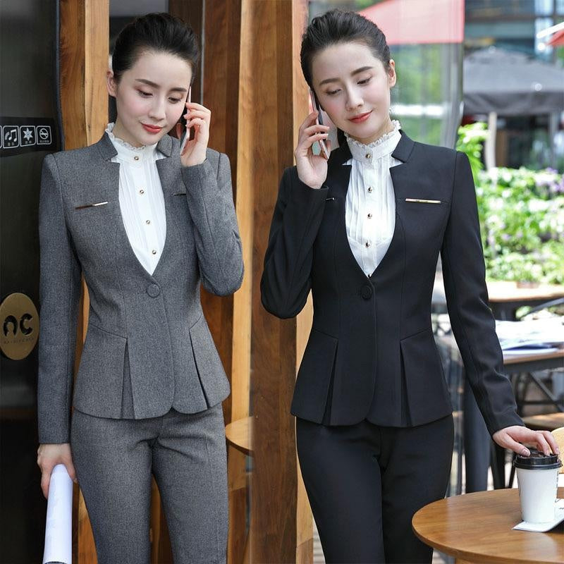 Professional Women's Suits Office Wear Set: Slim Fit Blazer and Pencil Skirt for Business Attire