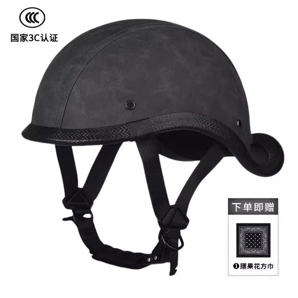 Vintage Retro Motorcycle Half Helmet with 3C Certification & Raised Tail Design for Men and Women