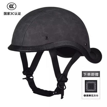 Vintage Retro Motorcycle Half Helmet with 3C Certification & Raised Tail Design for Men and Women