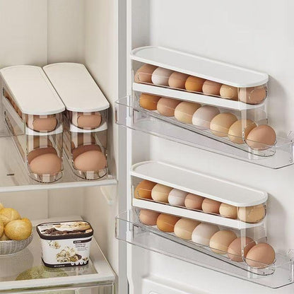 Rolling Egg Holder & Organizer for Refrigerator Door - Space Saving Kitchen Storage Container