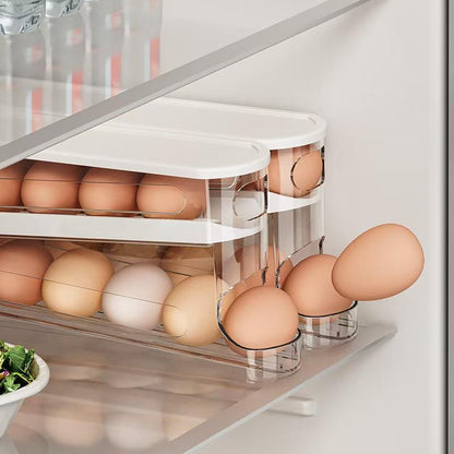 Rolling Egg Holder & Organizer for Refrigerator Door - Space Saving Kitchen Storage Container