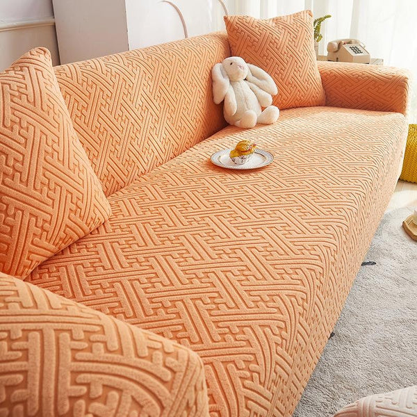 Stretch Fleece Sofa Cover Full Elastic Slipcover, Pet Proof Cat Scratch Resistant, All Season Universal Fit