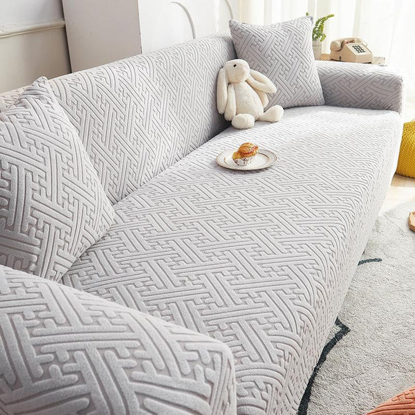 Stretch Fleece Sofa Cover Full Elastic Slipcover, Pet Proof Cat Scratch Resistant, All Season Universal Fit