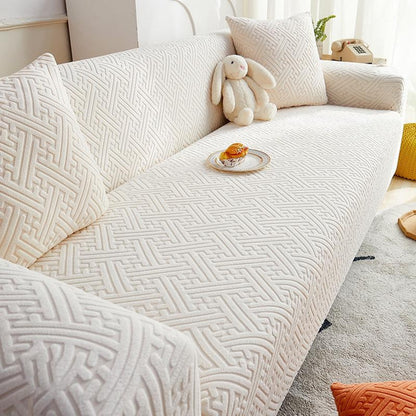 Stretch Fleece Sofa Cover Full Elastic Slipcover, Pet Proof Cat Scratch Resistant, All Season Universal Fit