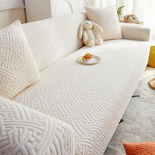 Stretch Fleece Sofa Cover Full Elastic Slipcover, Pet Proof Cat Scratch Resistant, All Season Universal Fit