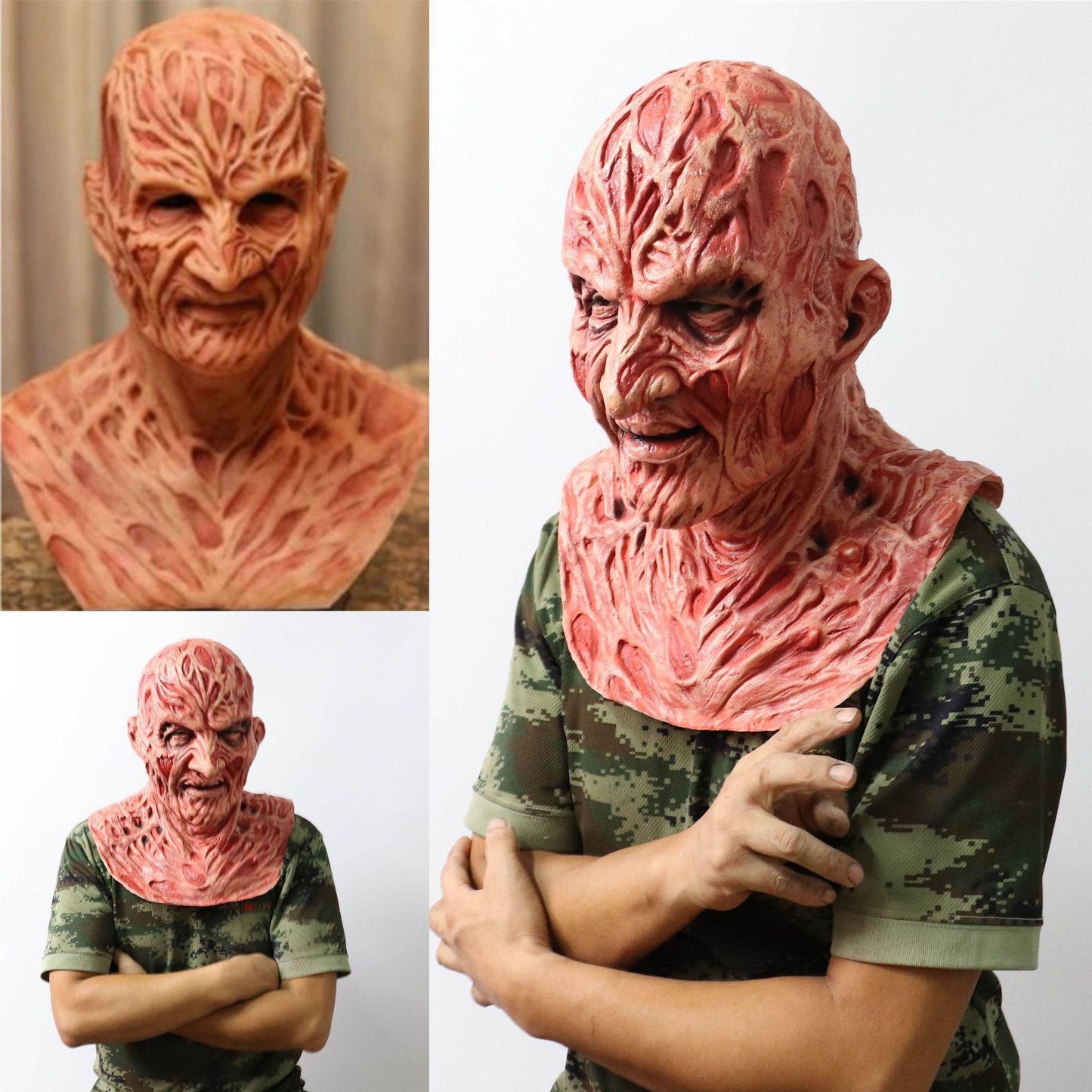 Scary Freddy Krueger Latex Mask with Gloves - Horror Movie Cosplay