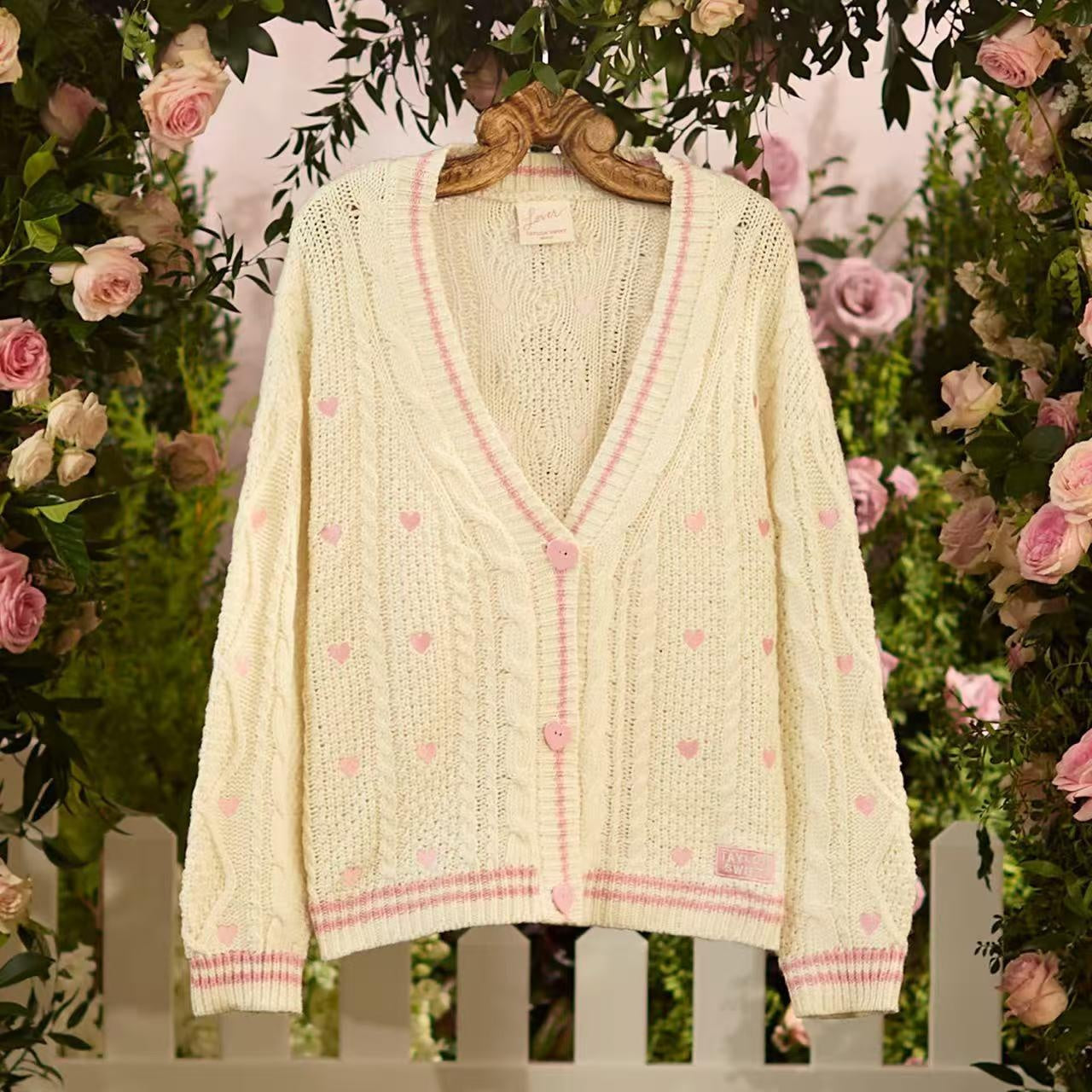 Taylor Swift Style Love Heart Sweater | Sweet Vintage Knit Cardigan for Women